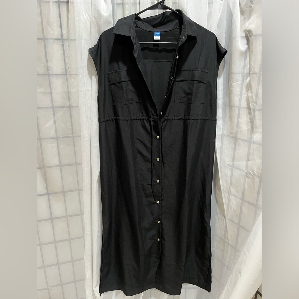 Old Navy Black Maternity BUTTON FRONT SHIRT DRESS with Collar SIZE S